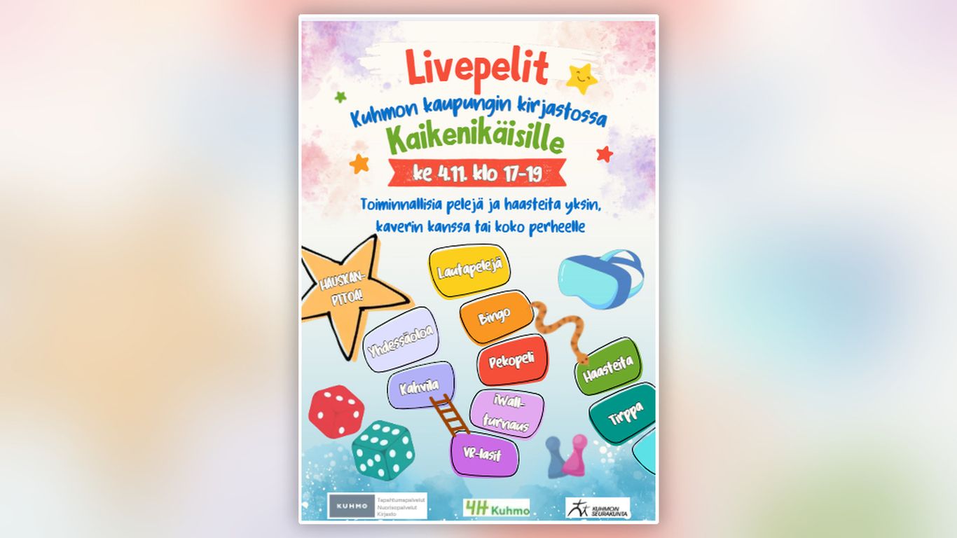 Livepelit – pelien ilta Kuhmon kirjastossa