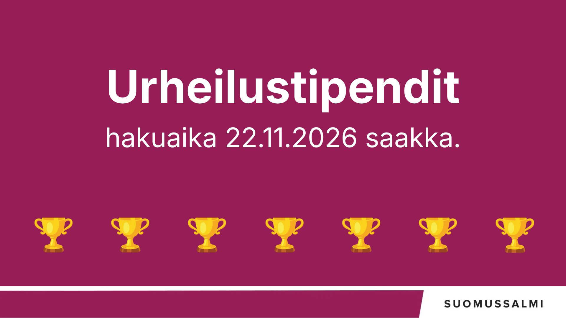 Urheilustipendien hakuaika on alkanut